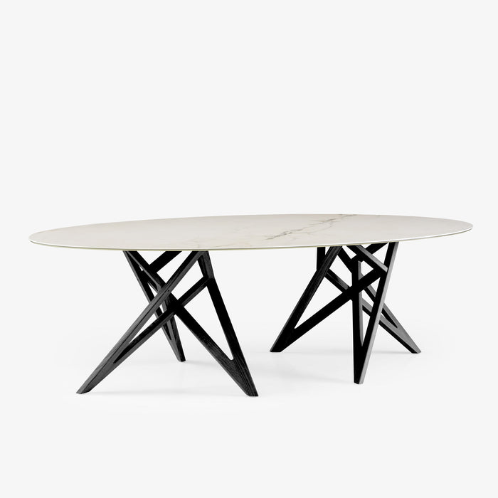 Ligne Roset Ennéa Oval Dining Table Base In Black Stained Ash - MyConcept Hong Kong