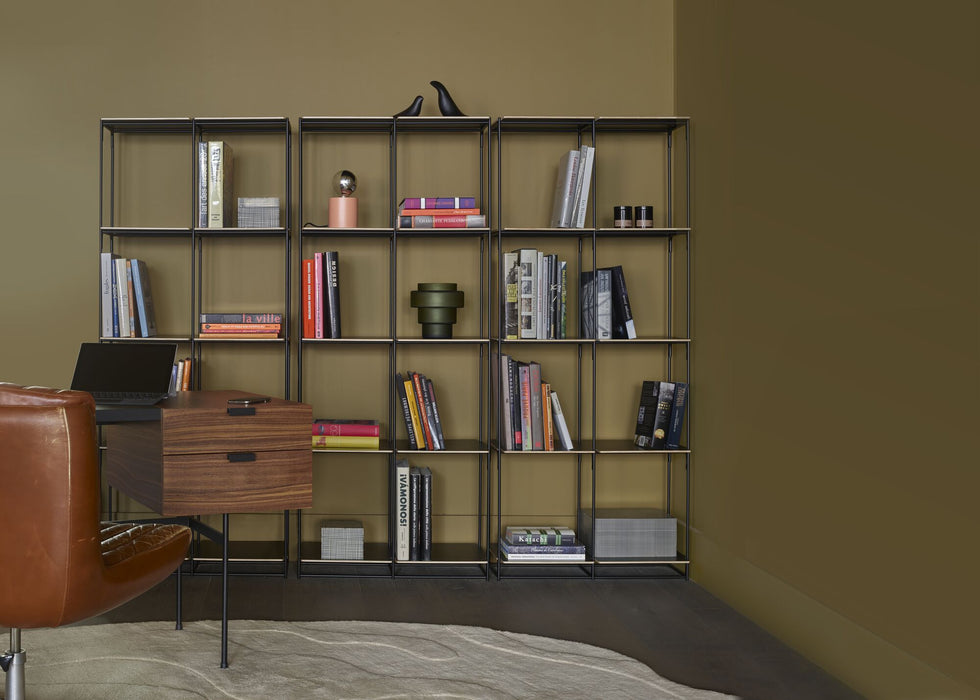 Ligne Roset Tanis Desk Walnut + Black Fenix Laminate Base In Circular Tubing - MyConcept Hong Kong