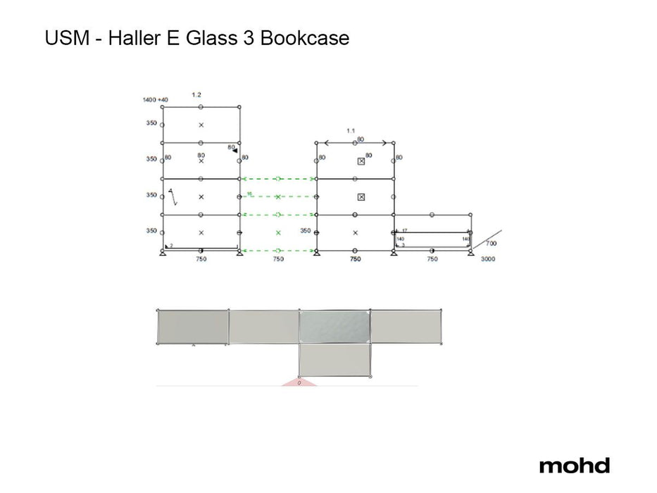 Haller E Glass 3 Bookcase