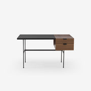Ligne Roset Tanis Desk Walnut + Black Fenix Laminate Base In Circular Tubing - MyConcept Hong Kong
