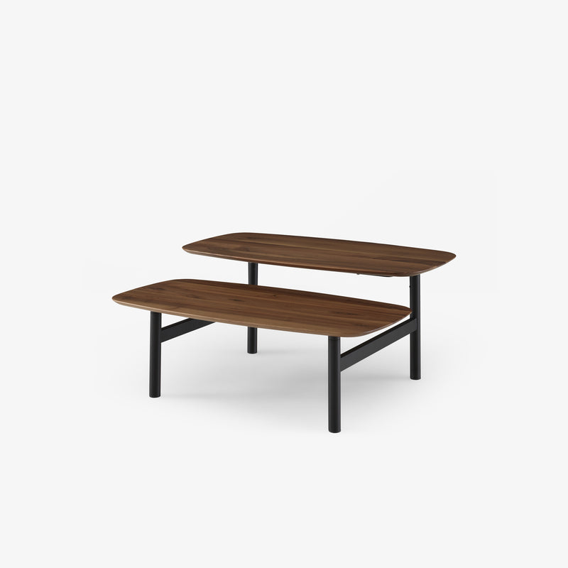 Ligne Roset Pantographe Low Table European Walnut Top Black Lacquered Base - MyConcept Hong Kong
