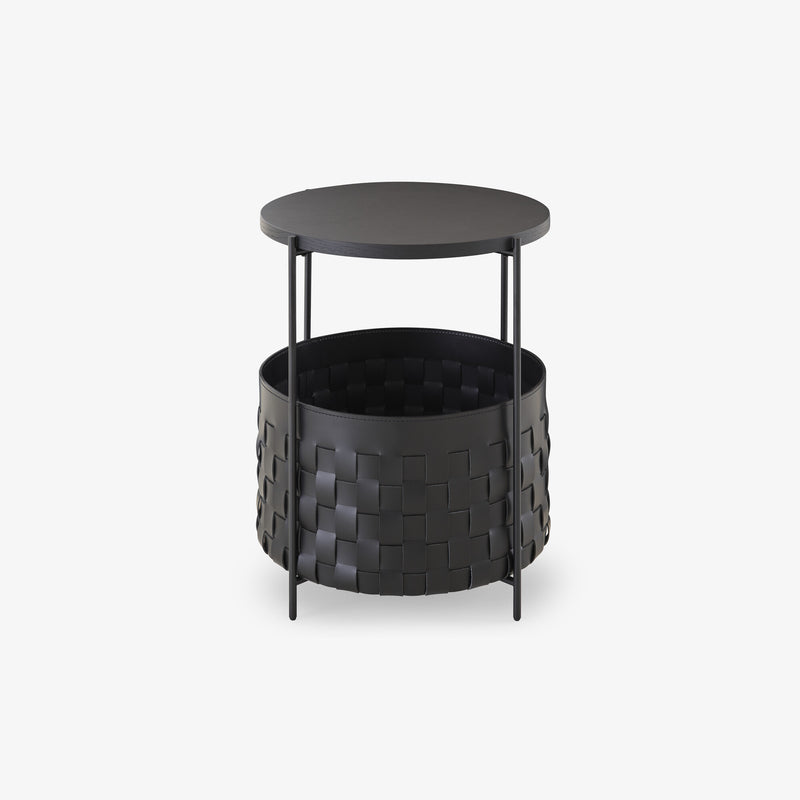 Ligne Roset Cestino Bedside Table Black 'Synderme' Leather - MyConcept Hong Kong