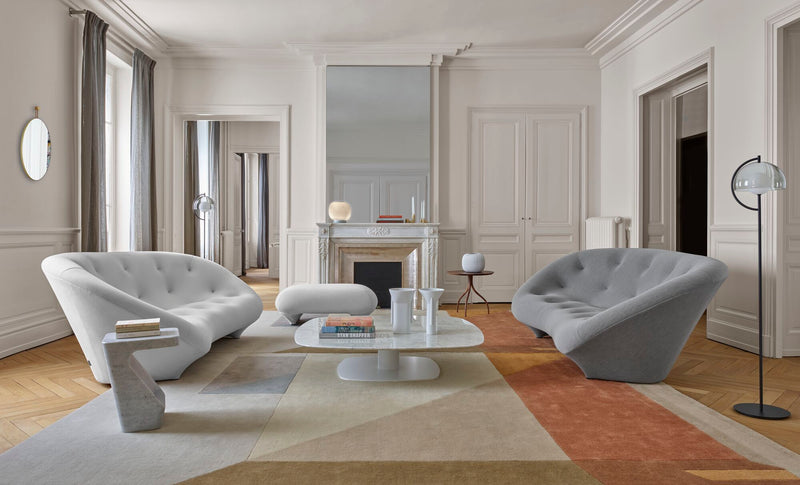 Ligne Roset Alster Low Table Marble Top White Lacquered Base - MyConcept Hong Kong