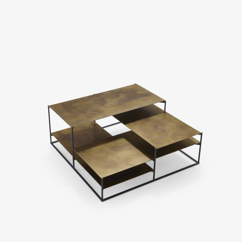 Ligne Roset Lowlands Low Table Small Tops In Golden Brass Aspect Steel - MyConcept Hong Kong