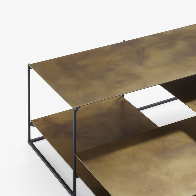 Ligne Roset Lowlands Low Table Small Tops In Golden Brass Aspect Steel - MyConcept Hong Kong
