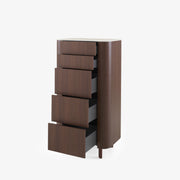 Ligne Roset Parabole Chest Of Drawers Dark Walnut Top In White Marble-Effect Ceramic Stoneware - MyConcept Hong Kong