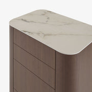 Ligne Roset Parabole Chest Of Drawers Dark Walnut Top In White Marble-Effect Ceramic Stoneware - MyConcept Hong Kong