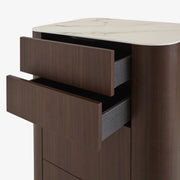 Ligne Roset Parabole Chest Of Drawers Dark Walnut Top In White Marble-Effect Ceramic Stoneware - MyConcept Hong Kong