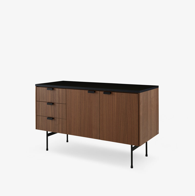 Ligne Roset Tanis Sideboard Walnut + Black Fenix Laminate Base In Circular Tubing - MyConcept Hong Kong