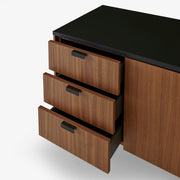 Ligne Roset Tanis Sideboard Walnut + Black Fenix Laminate Base In Circular Tubing - MyConcept Hong Kong