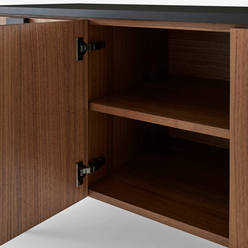 Ligne Roset Tanis Sideboard Walnut + Black Fenix Laminate Base In Circular Tubing - MyConcept Hong Kong