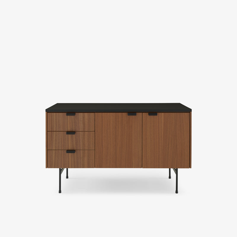 Ligne Roset Tanis Sideboard Walnut + Black Fenix Laminate Base In Circular Tubing - MyConcept Hong Kong