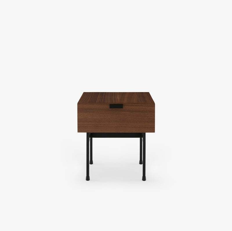 Ligne Roset Tanis Bedside Table Walnut + Black Fenix Laminate Base In Circular Tubing - MyConcept Hong Kong
