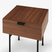 Ligne Roset Tanis Bedside Table Walnut + Black Fenix Laminate Base In Circular Tubing - MyConcept Hong Kong