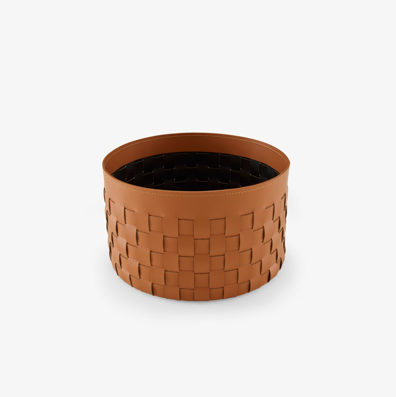 Cestino Basket Natural 'Synderme' Leather Black Interior