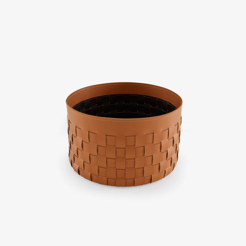 Cestino Basket Natural 'Synderme' Leather Black Interior