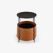 Ligne Roset Cestino Bedside Table Natural 'Synderme' Leather Black Interior - MyConcept Hong Kong
