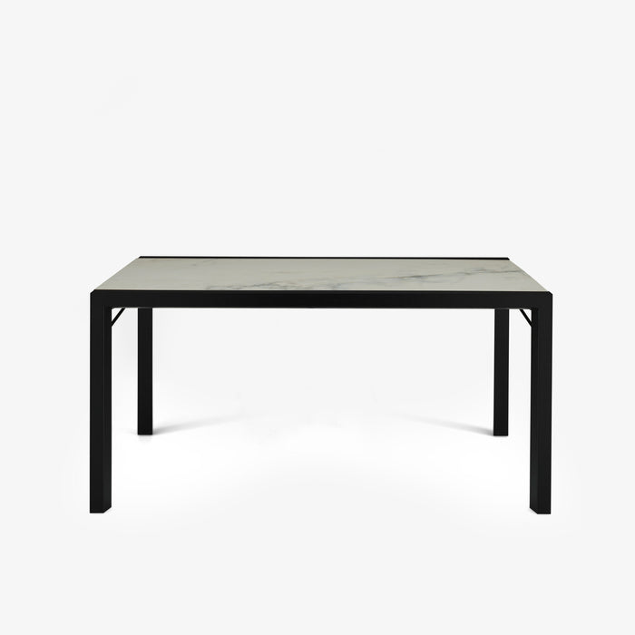 Ligne Roset Extensia Dining Table Top In White Marble-Effect Ceramic Stoneware Base In Black Stained Ash - MyConcept Hong Kong