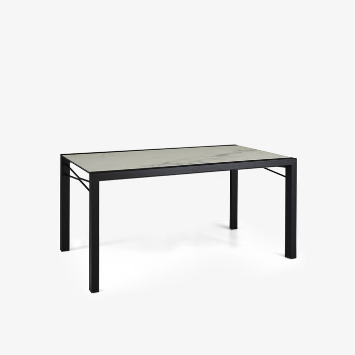 Ligne Roset Extensia Dining Table Top In White Marble-Effect Ceramic Stoneware Base In Black Stained Ash - MyConcept Hong Kong
