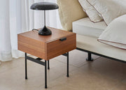 Ligne Roset Tanis Bedside Table Walnut + Black Fenix Laminate Base In Circular Tubing - MyConcept Hong Kong
