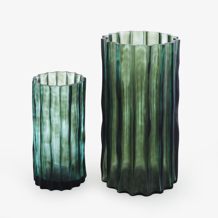 Ligne Roset Ribbed Set Of 2 Vases Small Green - MyConcept Hong Kong