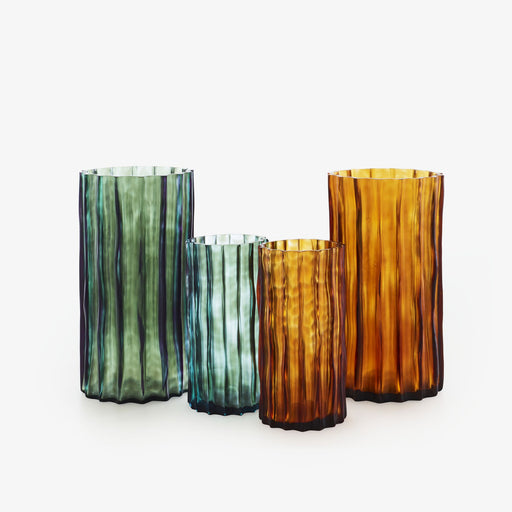 Ligne Roset Ribbed Set Of 2 Vases Small Amber - MyConcept Hong Kong