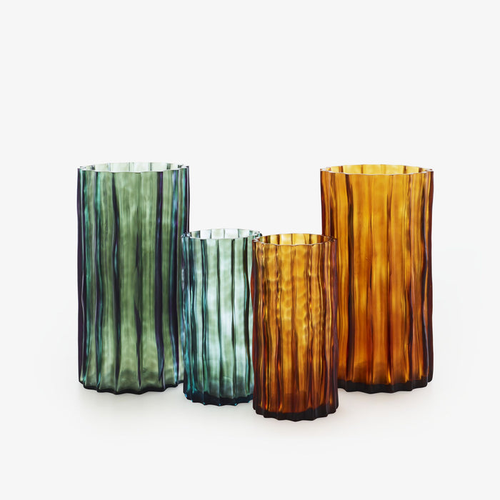 Ligne Roset Ribbed Set Of 2 Vases Small Amber - MyConcept Hong Kong