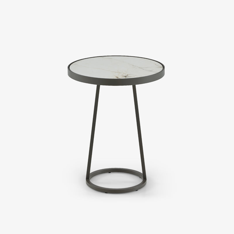 Ligne Roset Circles Pedestal Table - Outdoor Top In White Marble-Effect Ceramic Stoneware Small - MyConcept Hong Kong