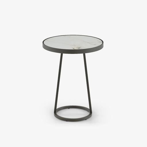 Ligne Roset Circles Pedestal Table - Outdoor Top In White Marble-Effect Ceramic Stoneware Small - MyConcept Hong Kong
