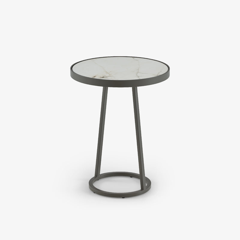 Ligne Roset Circles Pedestal Table - Outdoor Top In White Marble-Effect Ceramic Stoneware Small - MyConcept Hong Kong
