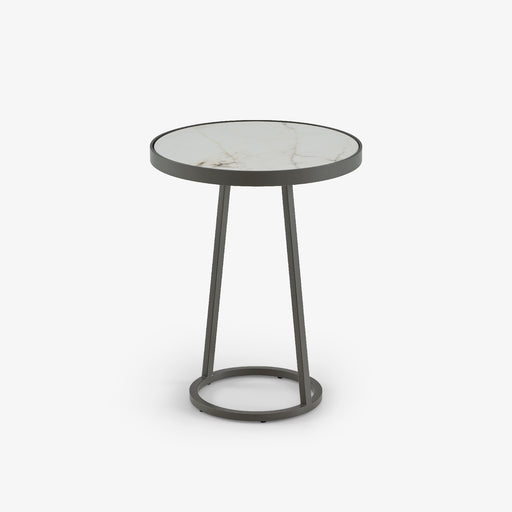 Ligne Roset Circles Pedestal Table - Outdoor Top In White Marble-Effect Ceramic Stoneware Small - MyConcept Hong Kong