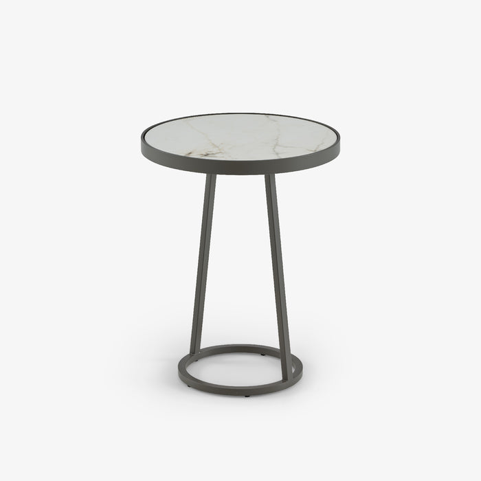 Ligne Roset Circles Pedestal Table - Outdoor Top In White Marble-Effect Ceramic Stoneware Small - MyConcept Hong Kong