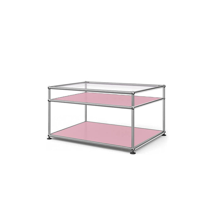 USM Haller Side Table 1x2 (Glass+True Pink)