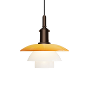 Louis Poulsen PH 3/3 Pendant Centenary Edition in aged brass with amber and white opal glass