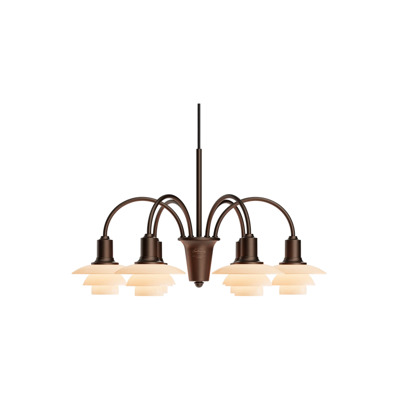 PH 1/1 Chandelier Centenary Edition – Aged brass/dusty terracotta, 6 shades