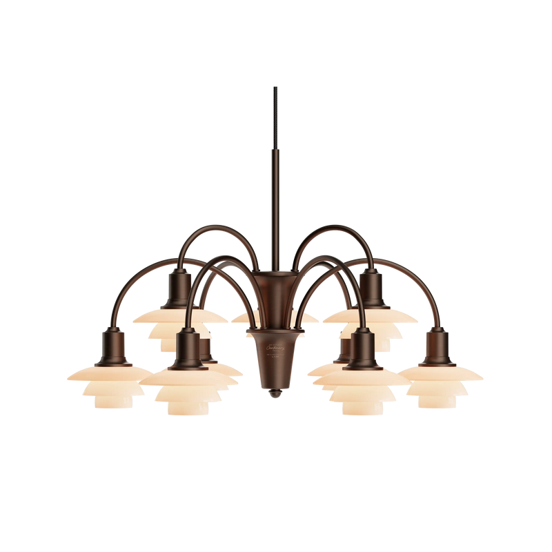 PH 1/1 Chandelier Centenary Edition – Aged brass/dusty terracotta, 9 shades