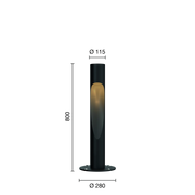 Flindt Bollard Black 800 with base plate