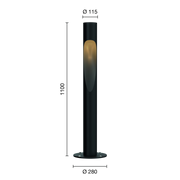 Flindt Bollard Black 1100 with base plate