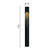 Flindt Bollard Black 1100 for in-ground installation