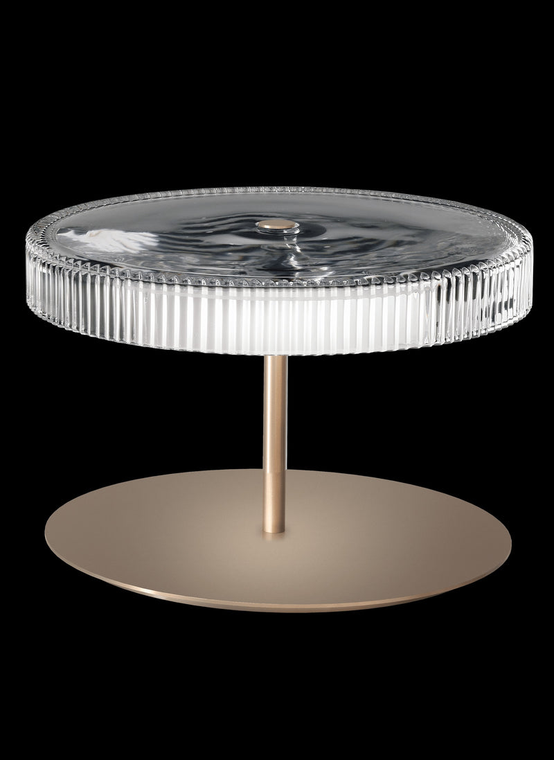 Gilda Table Light Italamp, Matte Champagne structure, Crystal Glass, Integrated LED 7.8W 3000K, size: dia36xh23cm. Italamp/Gilda Table/8140LG002