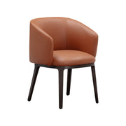 Wendelbo Event Dining Chair with armrest, Parma col. Cognac, dark brown stained legs