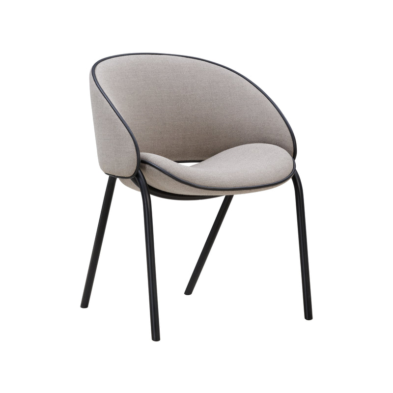 Wendelbo Folium Dining Chair with leather piping, Fiord col. 262