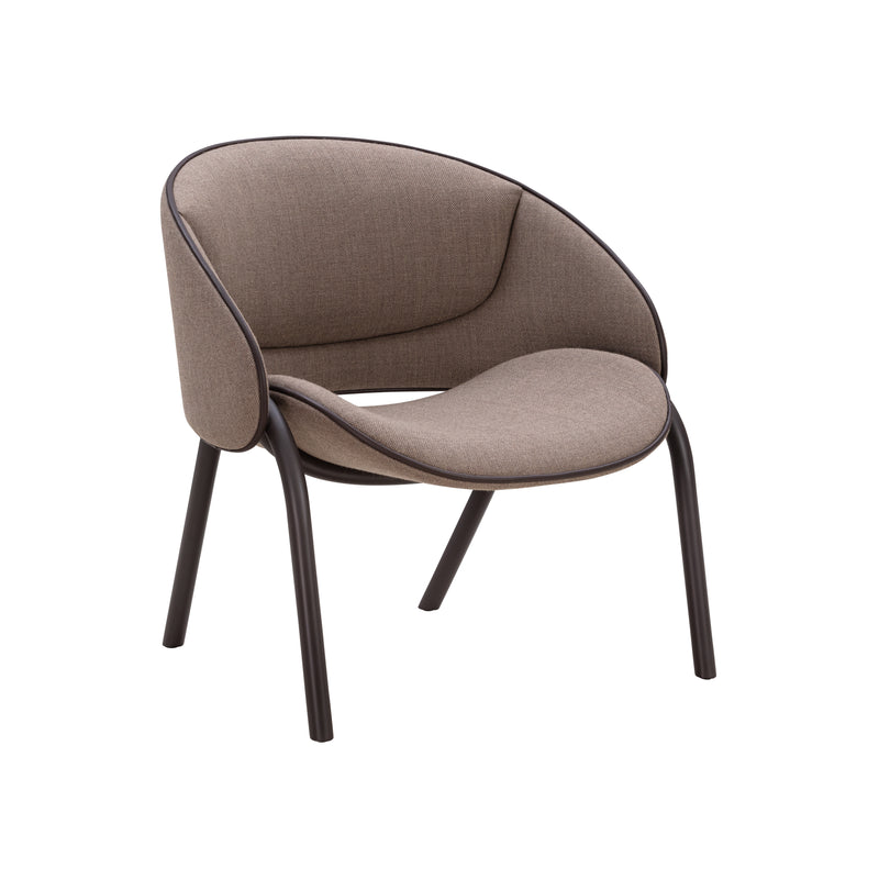 Wendelbo Folium Lounge Chair with leather piping, Fiord col. 271