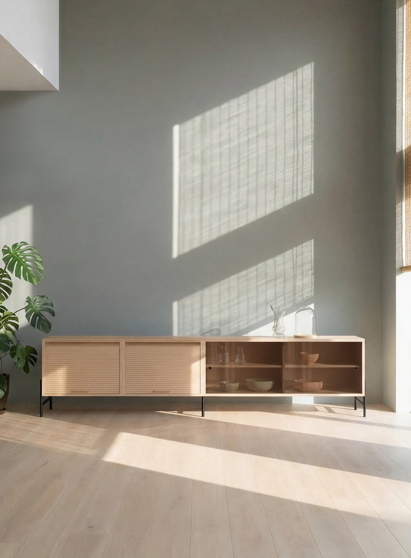 Hifive tambour and glass sideboard 200