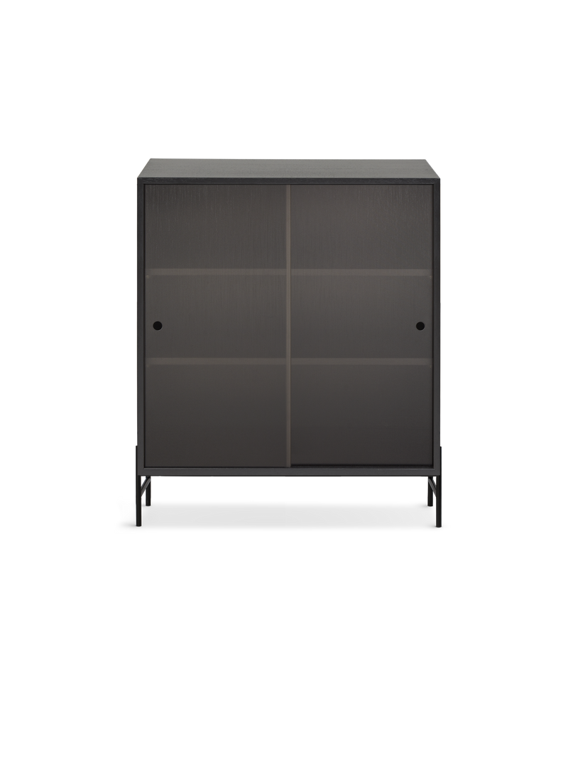 Hifive glass cabinet Low legs Black painted oak 75 cm