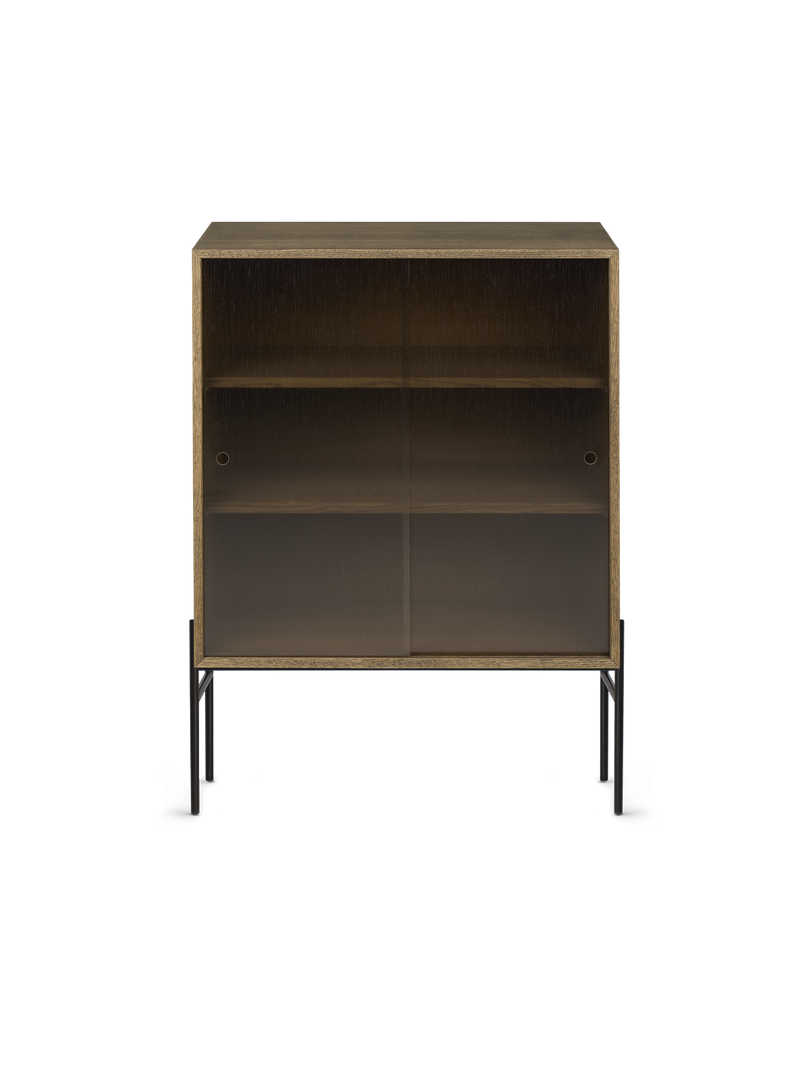 Hifive glass cabinet High legs Smoked oak 75 cm
