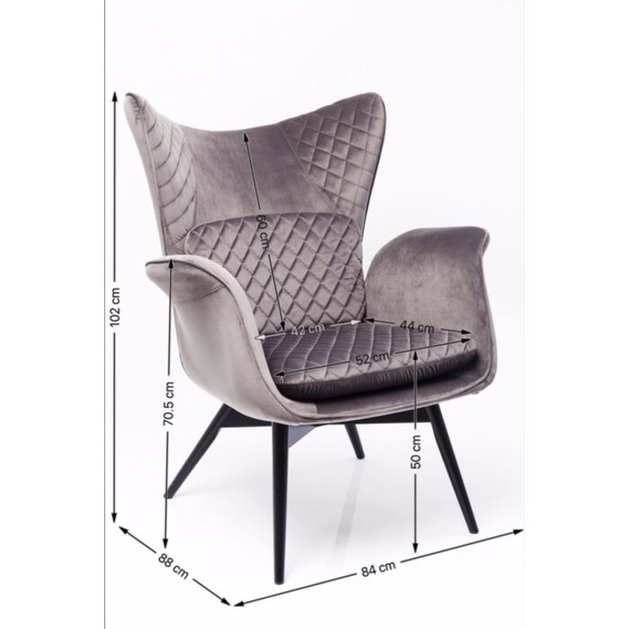 Armchair Tudor Velvet Silvergrey - MyConcept Hong Kong