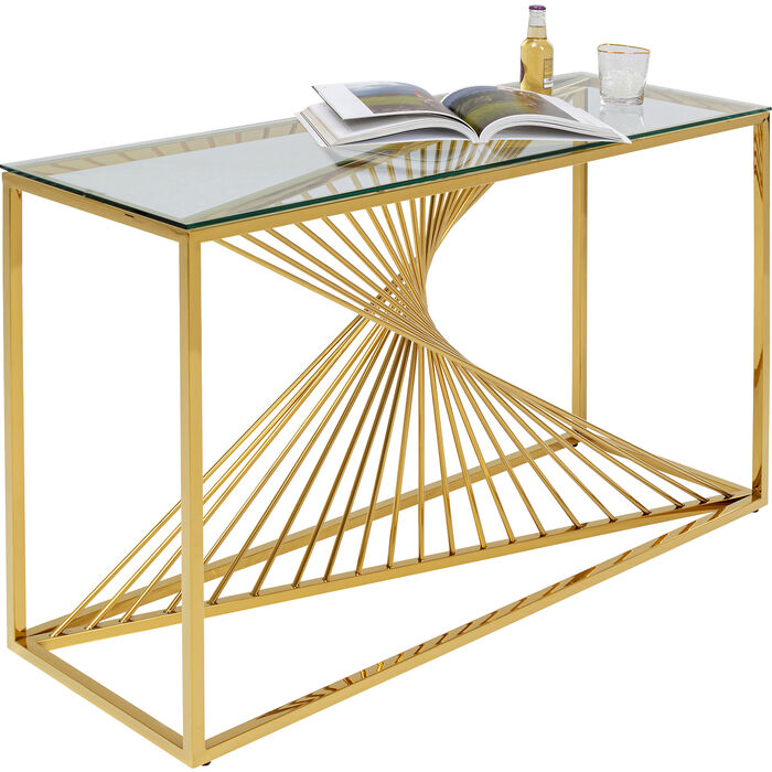 Console Laser Gold Clear Glass 120x40cm - MyConcept Hong Kong