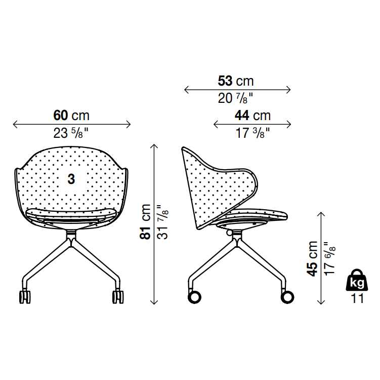 DUA Trestle with Castors Chair - Backrest 3(With Armrest) - MyConcept Hong Kong