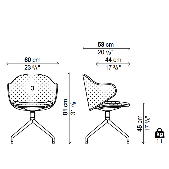 DUA Swivel trestle Chair - Backrest 3(With Armrest) - MyConcept Hong Kong